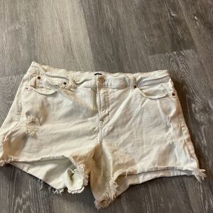 GAP Women's Cream Distressed Jean Shorts